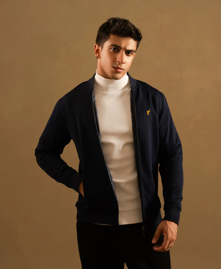 Men Navy Blue Jacket